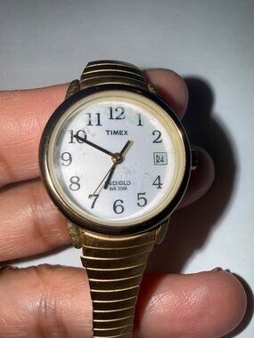 Timex Gold and White Women's Indiglo Analog Watch
